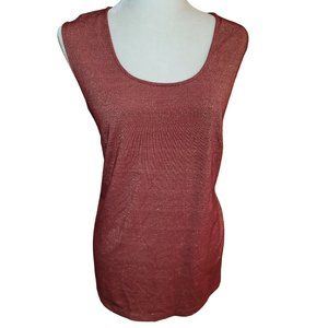 Liz Claiborne Women's Size XL Red Glitter Tank Top Holiday Christmas